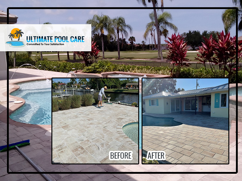 inground-pool-with-pool-expert-working-on-paver-sealing-in-a-residential-pool